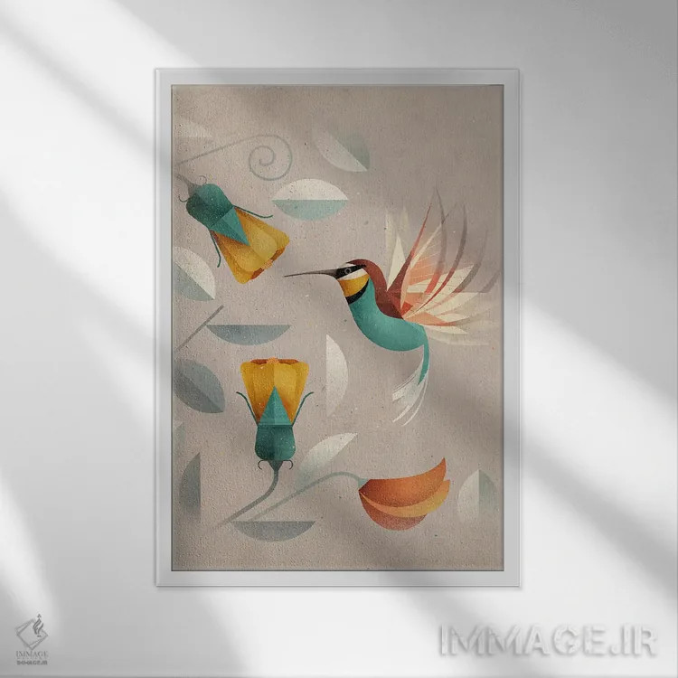 تابلو دکوراتیو مرغ مگس خوار اثر دیتر براون - نمای قابدار سفید