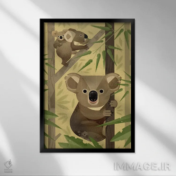 تابلو دکوراتیو کوآلا اثر دیتر براون - نمای قابدار مشکی