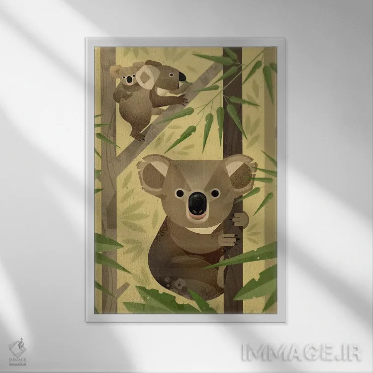 تابلو دکوراتیو کوآلا اثر دیتر براون - نمای قابدار سفید
