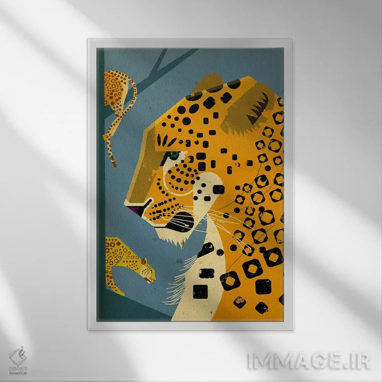 تابلو مدرن پلنگ اثر دیتر براون - نمای قابدار سفید