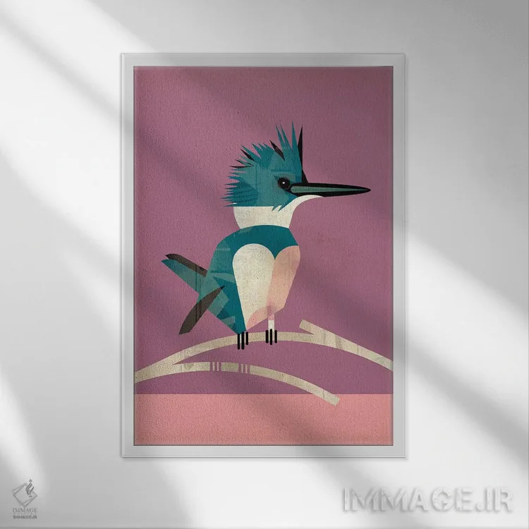 تابلو مدرن مرغ ماهی خوار اثر دیتر براون - نمای قابدار سفید