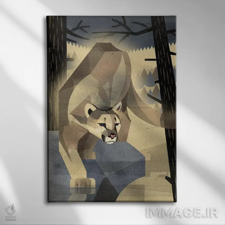 تابلو مدرن شیر کوهی اثر دیتر براون - نمای روبهرو روی دیوار