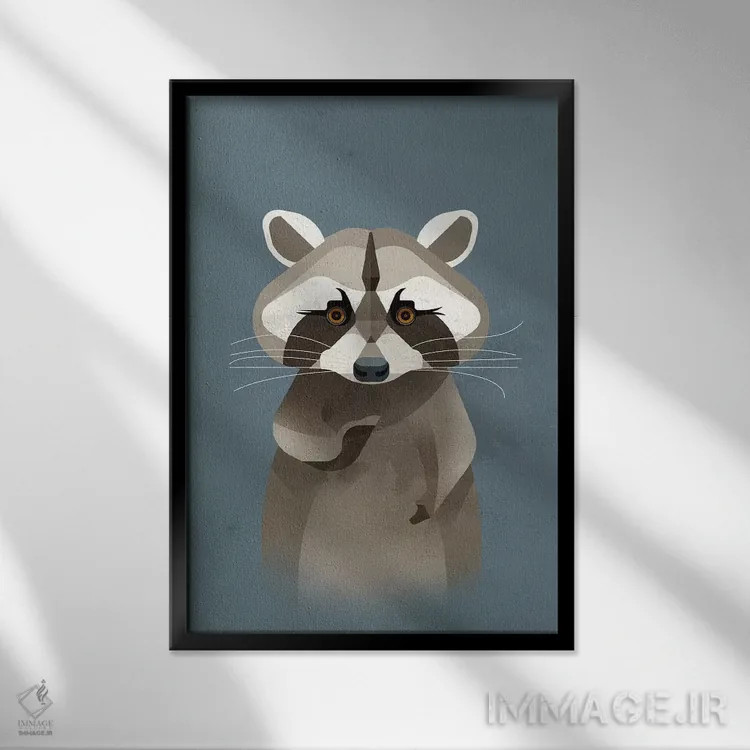 تابلو دکوراتیو راکون اثر دیتر براون - نمای قابدار مشکی