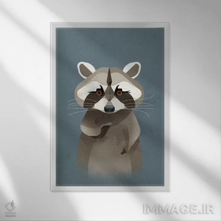 تابلو دکوراتیو راکون اثر دیتر براون - نمای قابدار سفید