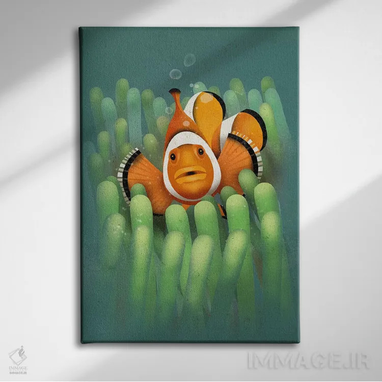 تابلو دکوراتیو ماهی دلقک اثر دیتر براون - نمای روبهرو روی دیوار