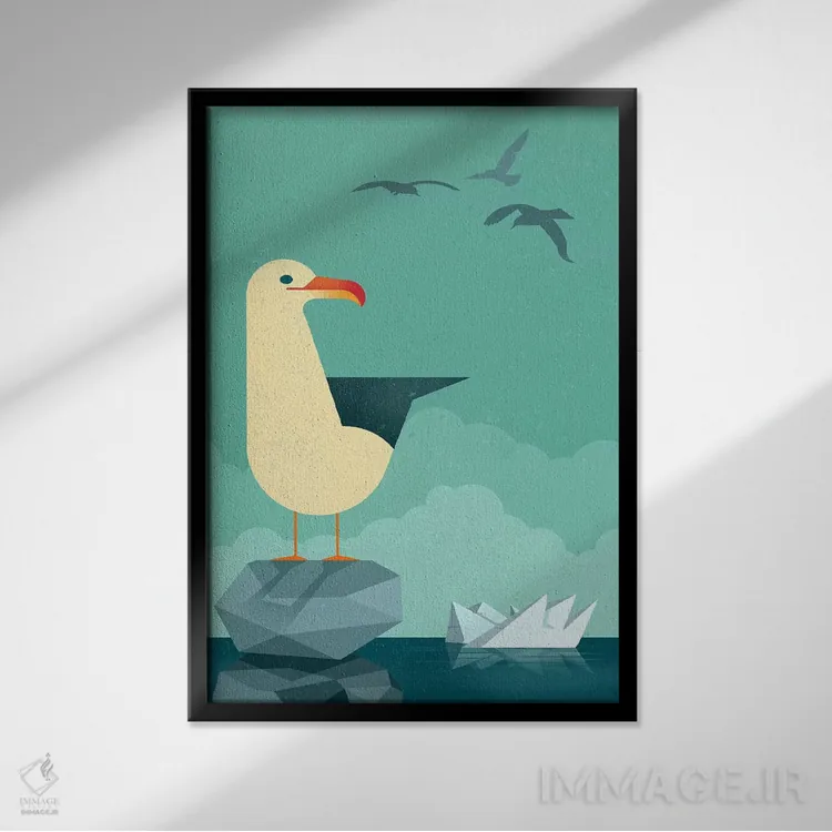 تابلو دکوراتیو مرغ دریایی اثر دیتر براون - نمای قابدار مشکی