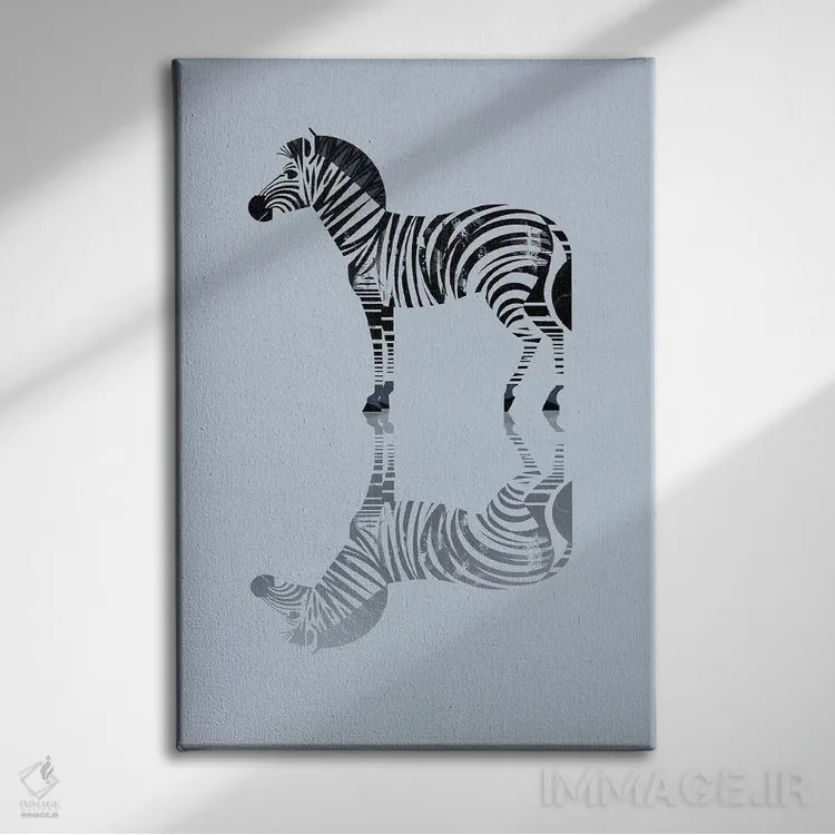 تابلو مینیمال گورخر اثر دیتر براون - نمای روبهرو روی دیوار