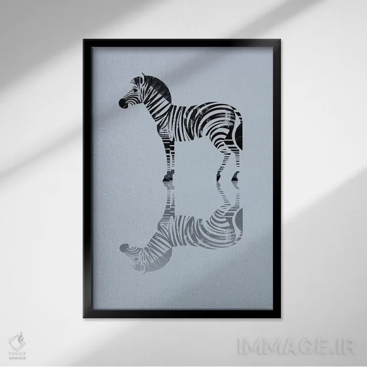 تابلو مینیمال گورخر اثر دیتر براون - نمای قابدار مشکی