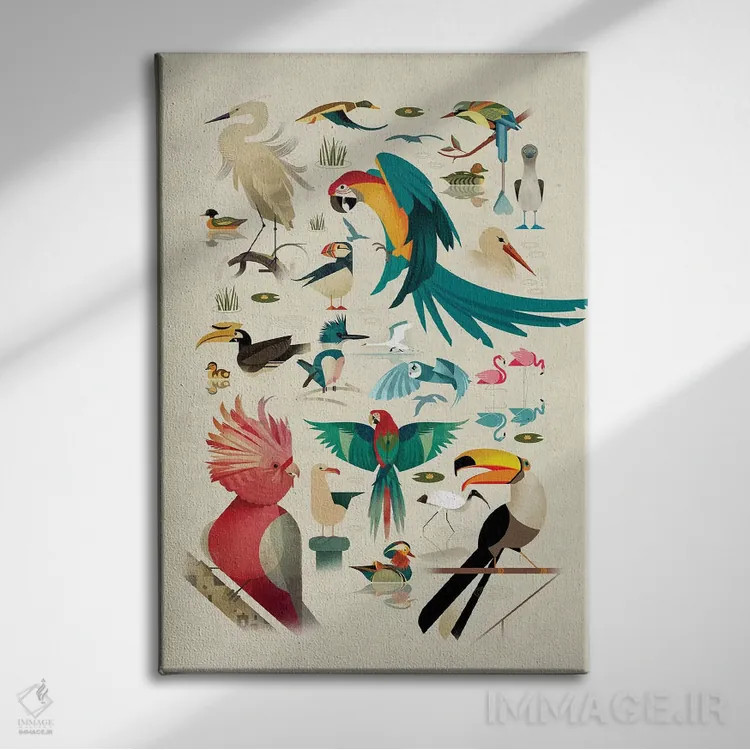 تابلو دکوراتیو پرندگان اثر دیتر براون - نمای روبهرو روی دیوار