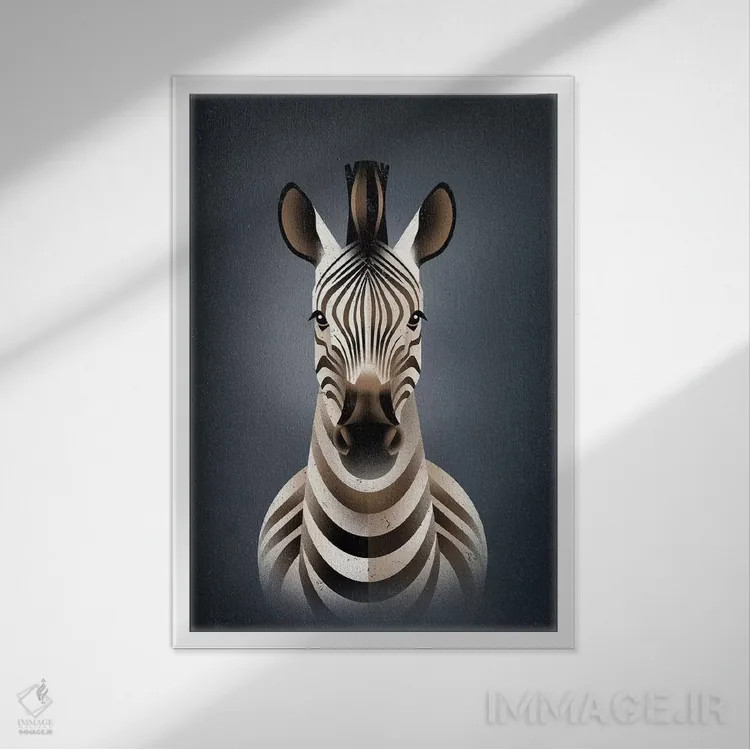 تابلو دکوراتیو گورخر ۲ اثر دیتر براون - نمای قابدار سفید