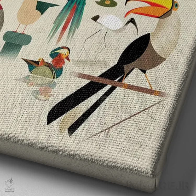 تابلو دکوراتیو پرندگان اثر دیتر براون - نمای نزدیک بافت بوم