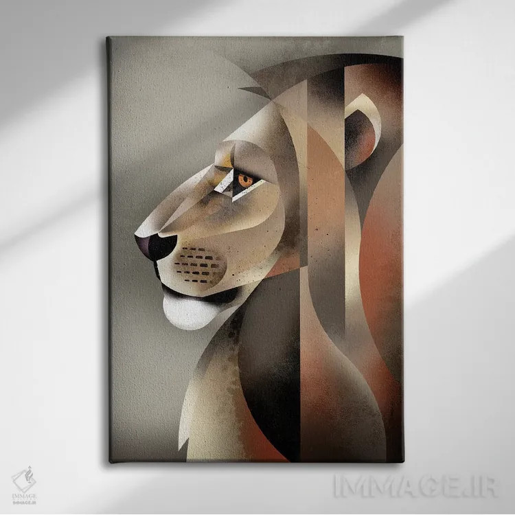 تابلو دکوراتیو شیر اثر دیتر براون - نمای روبهرو روی دیوار
