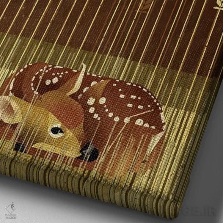 تابلو دکوراتیو آهوچه اثر دیتر براون - نمای نزدیک بافت بوم