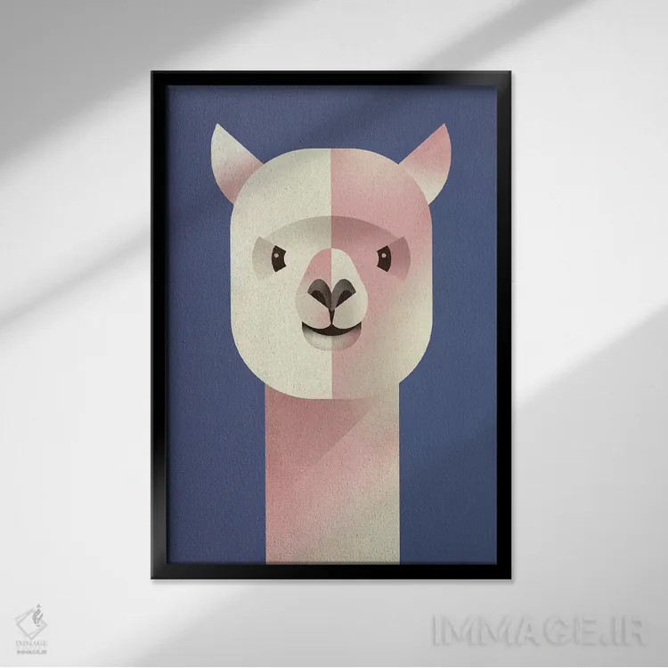 تابلو دکوراتیو آلپاکا اثر دیتر براون - نمای قابدار مشکی
