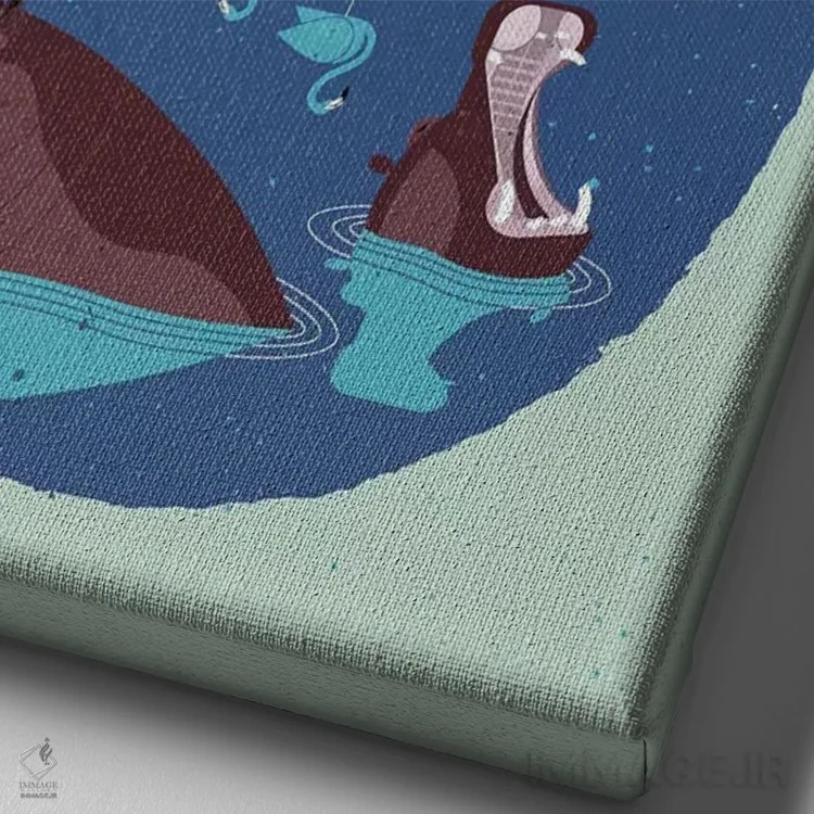 تابلو دکوراتیو دریاچه فلامینگو اثر دیتر براون - نمای نزدیک بافت بوم