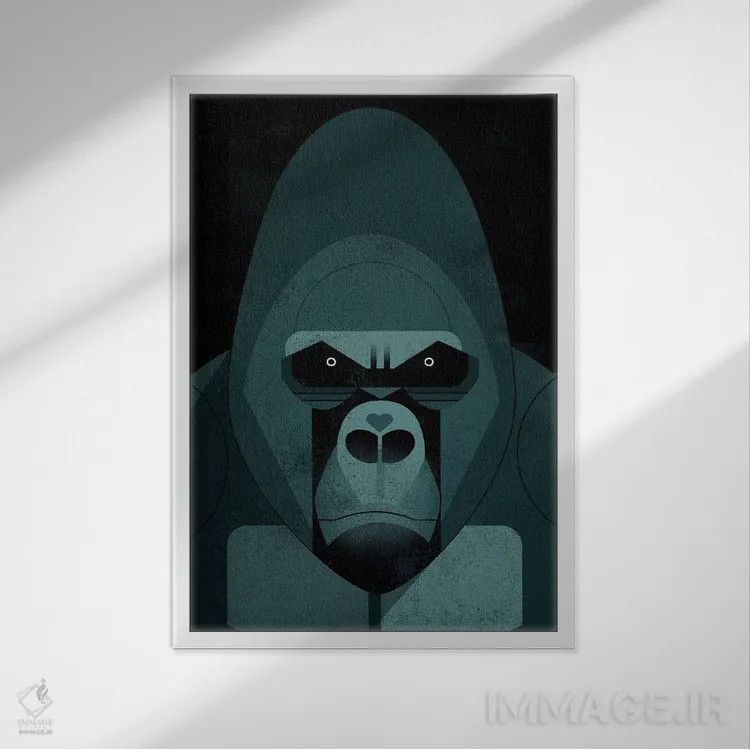 تابلو دکوراتیو گوریل اثر دیتر براون - نمای قابدار سفید