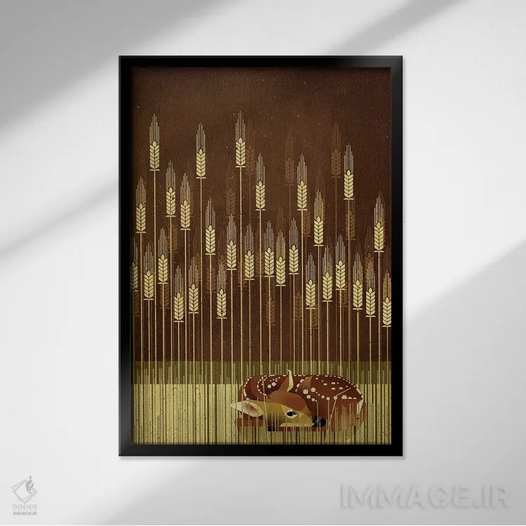 تابلو دکوراتیو آهوچه اثر دیتر براون - نمای قابدار مشکی