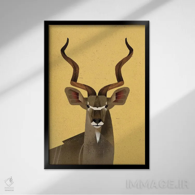 تابلو دکوراتیو کودوی بزرگ اثر دیتر براون - نمای قابدار مشکی