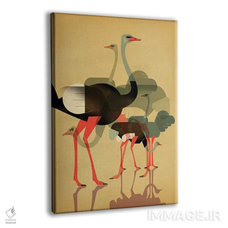 تابلو دکوراتیو شترمرغ ها اثر دیتر براون - نمای پرسپکتیو محصول
