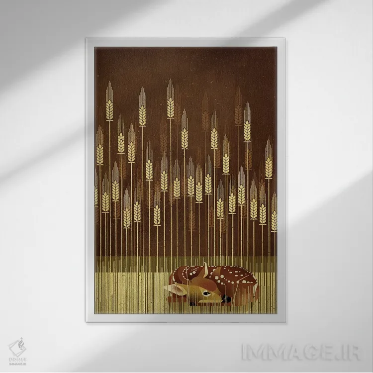 تابلو دکوراتیو آهوچه اثر دیتر براون - نمای قابدار سفید