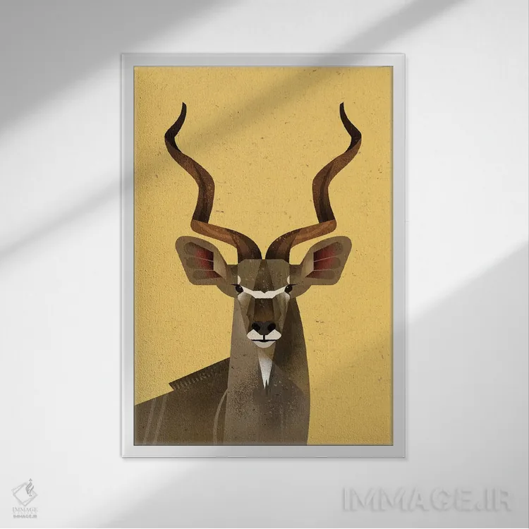 تابلو دکوراتیو کودوی بزرگ اثر دیتر براون - نمای قابدار سفید