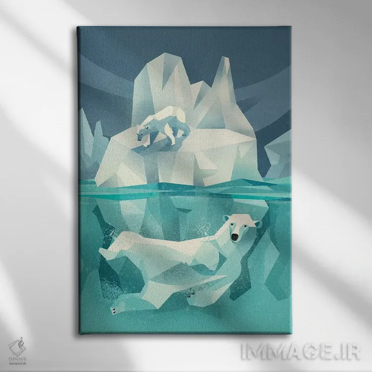 تابلو دکوراتیو خرس قطبی اثر دیتر براون - نمای روبهرو روی دیوار