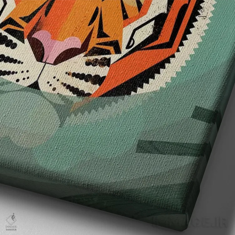 تابلو دکوراتیو ببر اثر دیتر براون - نمای نزدیک بافت بوم