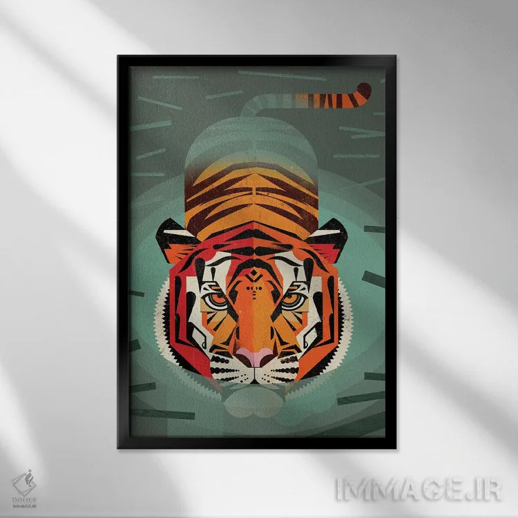 تابلو دکوراتیو ببر اثر دیتر براون - نمای قابدار مشکی