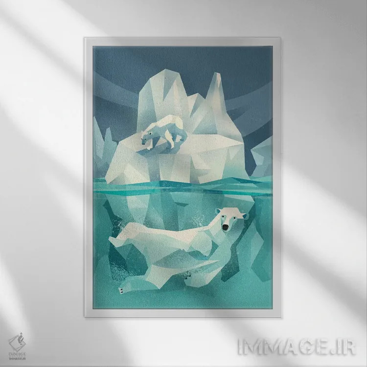 تابلو دکوراتیو خرس قطبی اثر دیتر براون - نمای قابدار سفید
