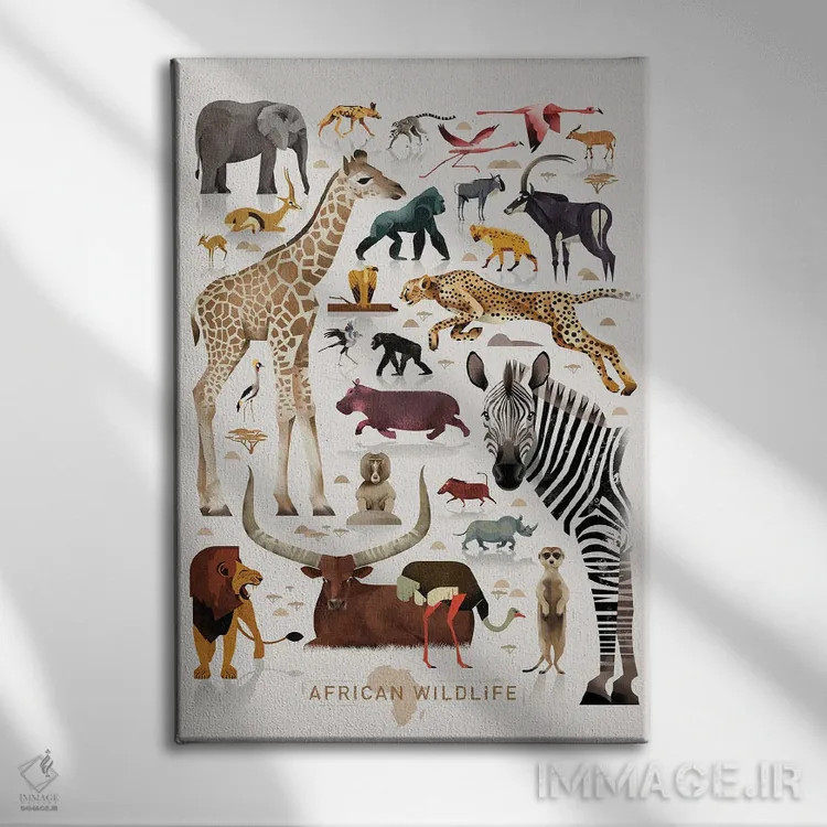تابلو دکوراتیو حیات وحش آفریقا اثر دیتر براون - نمای روبهرو روی دیوار