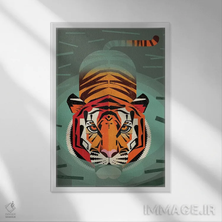 تابلو دکوراتیو ببر اثر دیتر براون - نمای قابدار سفید