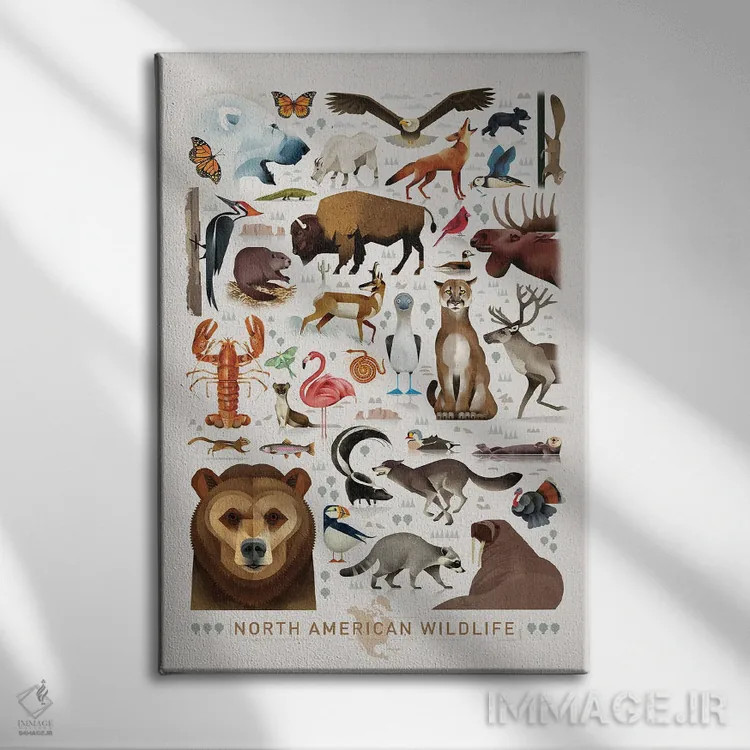 تابلو دکوراتیو حیات وحش آمریکای شمالی اثر دیتر براون - نمای روبهرو روی دیوار