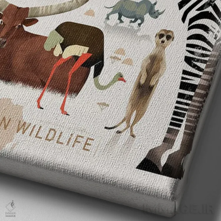 تابلو دکوراتیو حیات وحش آفریقا اثر دیتر براون - نمای نزدیک بافت بوم