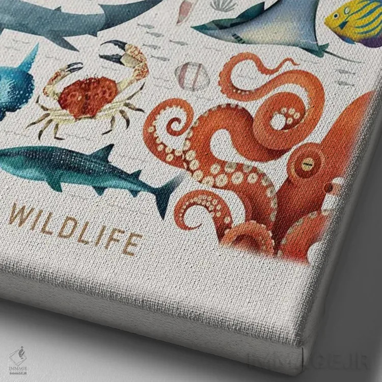 تابلو دکوراتیو حیات وحش اقیانوس اثر دیتر براون - نمای نزدیک بافت بوم