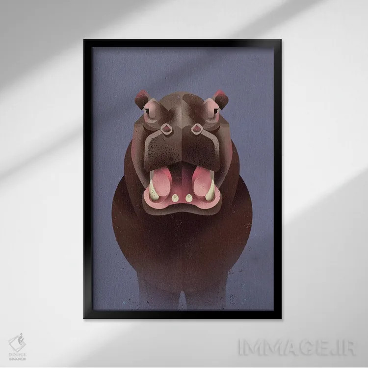 تابلو دکوراتیو اسب آبی اثر دیتر براون - نمای قابدار مشکی