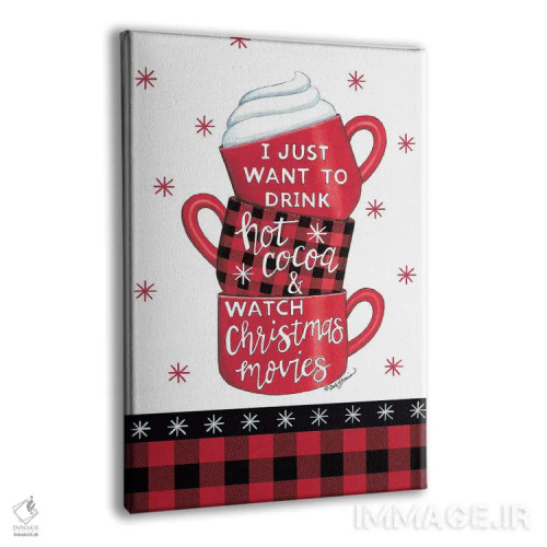 تابلو دکوراتیو نوشیدنی گرم شکلاتی و فیلم های کریسمس اثر دب استرین - نمای پرسپکتیو محصول