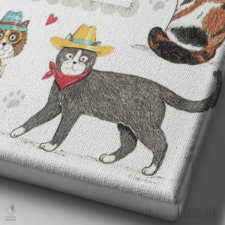 تابلو دکوراتیو گربه ها محبوب ترین افراد من هستند اثر دب استرین - نمای نزدیک بافت بوم