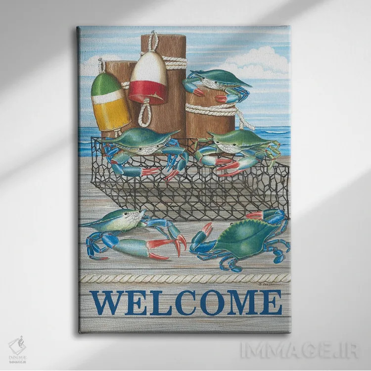 تابلو دکوراتیو خوش آمدگویی خرچنگ اثر دب استرین - نمای روبهرو روی دیوار