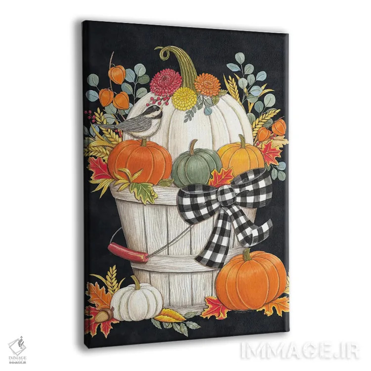 تابلو دکوراتیو سطل پاییزی با چکیده اثر دب استرین - نمای پرسپکتیو محصول