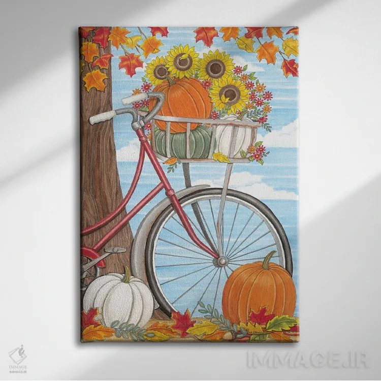 تابلو دکوراتیو دوچرخه پاییزی اثر دب استرین - نمای روبهرو روی دیوار