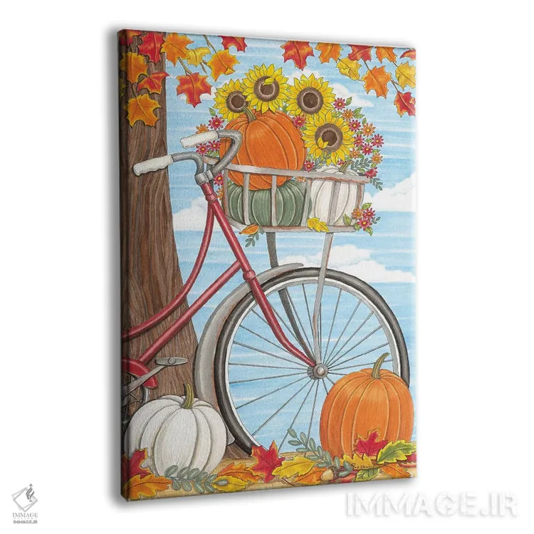 تابلو دکوراتیو دوچرخه پاییزی اثر دب استرین - نمای پرسپکتیو محصول