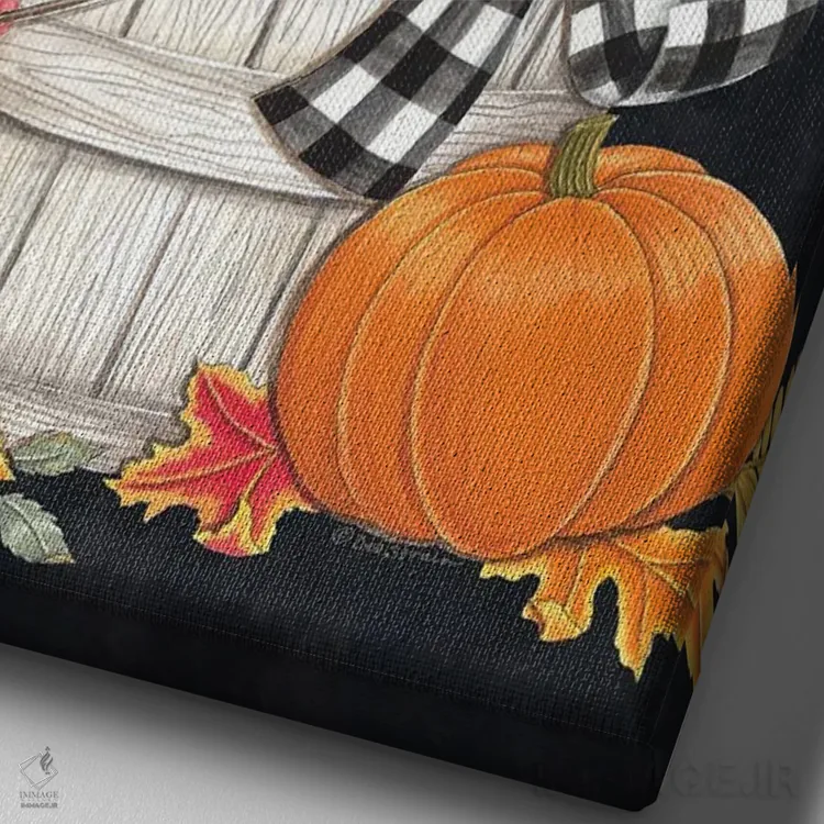 تابلو دکوراتیو سطل پاییزی با چکیده اثر دب استرین - نمای نزدیک بافت بوم