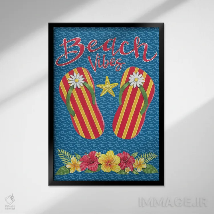 تابلو دکوراتیو حال و هوای ساحل اثر دب استرین - نمای قابدار مشکی