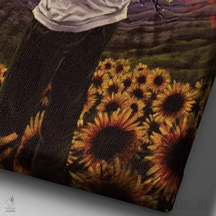 تابلو دکوراتیو تایلر د کریتور، فلاور بوی اثر دمیتری بلف - نمای نزدیک بافت بوم