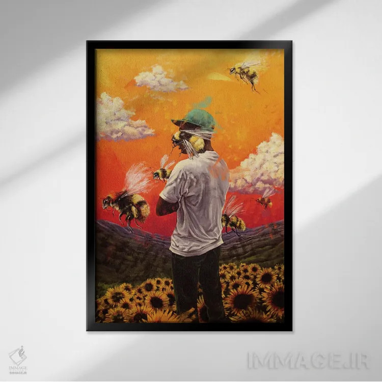 تابلو دکوراتیو تایلر د کریتور، فلاور بوی اثر دمیتری بلف - نمای قابدار مشکی