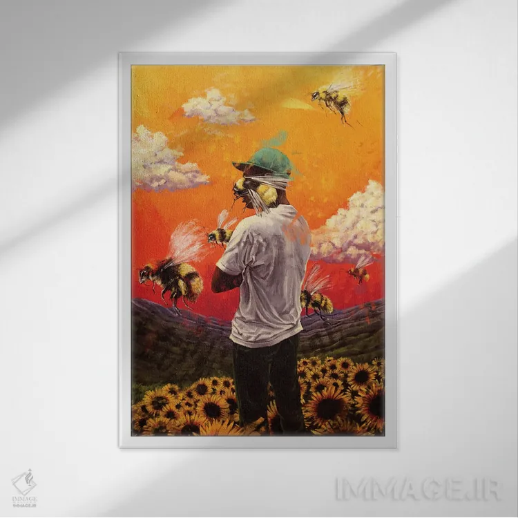 تابلو دکوراتیو تایلر د کریتور، فلاور بوی اثر دمیتری بلف - نمای قابدار سفید