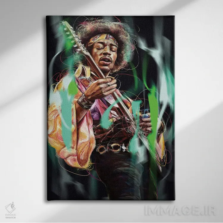 تابلو دکوراتیو جیمی هندریکس اثر دمیتری بلف - نمای روبهرو روی دیوار