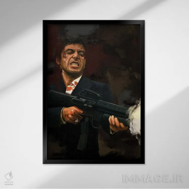 تابلو دکوراتیو صورت زخمی اثر دمیتری بلف - نمای قابدار مشکی