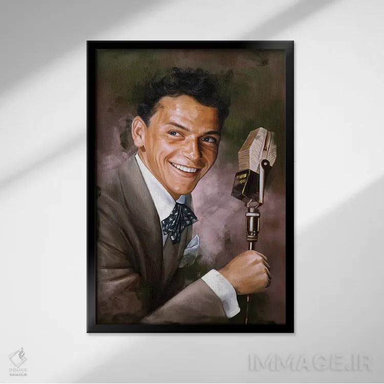 تابلو دکوراتیو فرانک سیناترا اثر دمیتری بلف - نمای قابدار مشکی