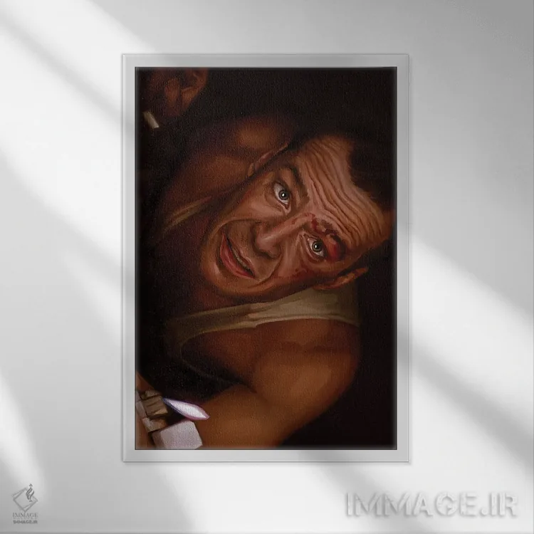 تابلو دکوراتیو جان سخت اثر دمیتری بلف - نمای قابدار سفید